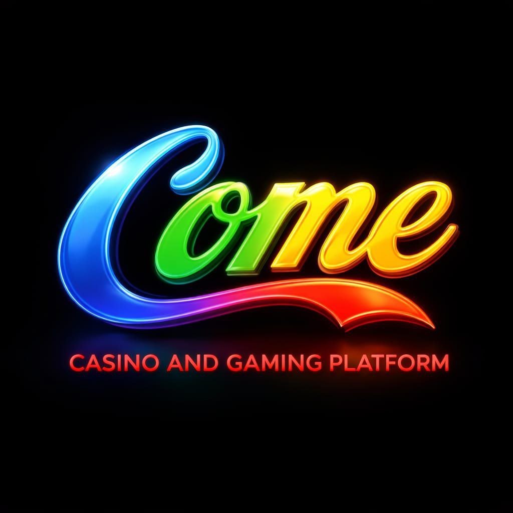 Come Game Download official colorful neon logo on black background with casino and gaming platform tagline representing a secure online come game platform